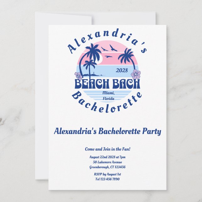 Bachelorette Beach Party Invitation (Front)