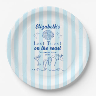 Bachelorette Beach Party Last Toast On the Coast Paper Plate