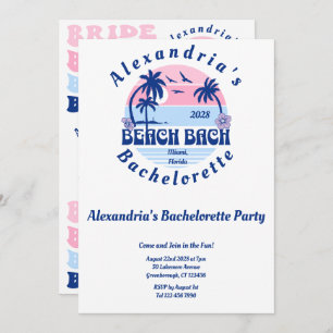 Bachelorette Beach Party Wavy Retro Invitation
