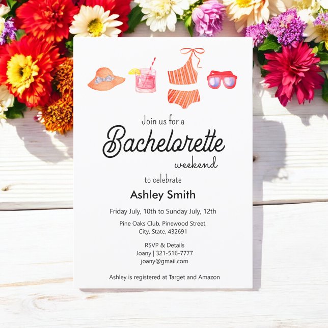 Bachelorette Beach Weekend Bikini Invitation (Creator Uploaded)