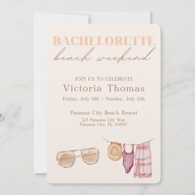 Bachelorette Beach Weekend Invitation (Front)