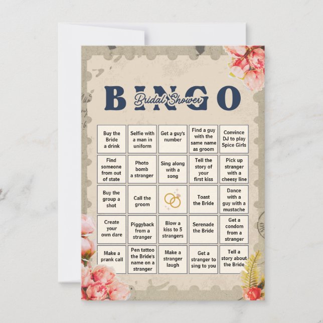 Bachelorette Bingo Game Cards (Front)
