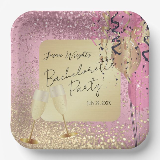 Bachelorette / Birthday Party - Pink Paper Plate (Front)