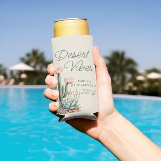 Bachelorette Blooming Cactus Succulent Desert Vibe Seltzer Can Cooler (In Situ Pool)