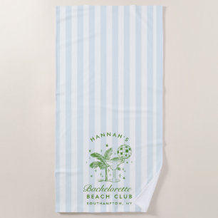 Bachelorette Blue & Green Retro Modern Beach Towel