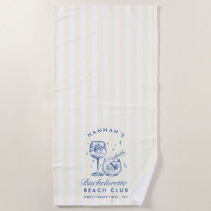Bachelorette Blue & Yellow Modern Beach Towel