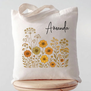 Bachelorette   Boho Wildflower Bridesmaid Custom Tote Bag