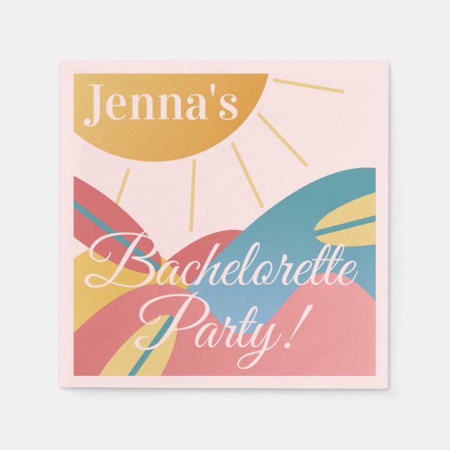 Bachelorette Bridal Shower Beach Surfing  Napkin (Front)