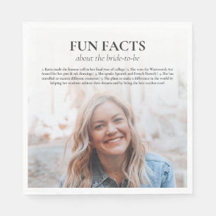 Bachelorette Bridal Shower Bride to Be Fun Facts Napkin