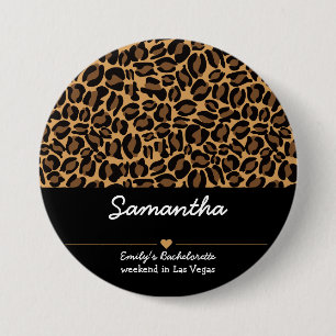 Bachelorette Bride Boujee Trendy Leopard Print  7.5 Cm Round Badge