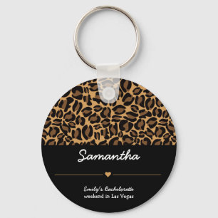 Bachelorette Bride Boujee Trendy Leopard Print  Key Ring