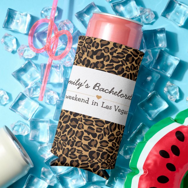 Bachelorette Bride Boujee Trendy Leopard Print  Seltzer Can Cooler (In Situ Summer)