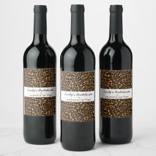 Bachelorette Bride Boujee Trendy Leopard Print Wine Label