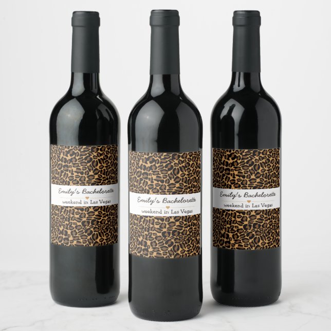 Bachelorette Bride Boujee Trendy Leopard Print  Wine Label (Bottles)