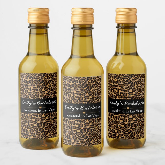 Bachelorette Bride Boujee Trendy Leopard Print  Wine Label (Bottles)