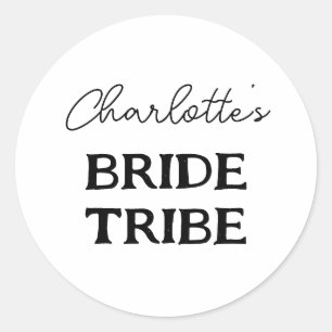 Bachelorette Bride Tribe Black And White Classic Round Sticker