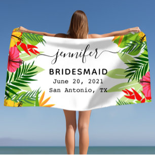 Bachelorette,Bridesmaid gift,wedding, Tropical Beach Towel
