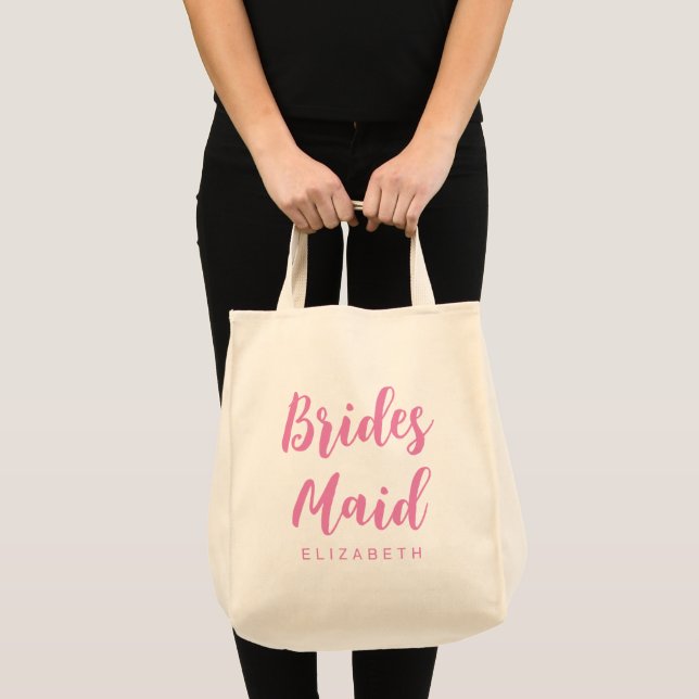 Bachelorette Bridesmaid Gifts Womens Natural Pink Tote Bag (Front (Product))