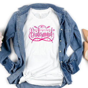  Bachelorette Bridesmaid Pink Typography T-Shirt