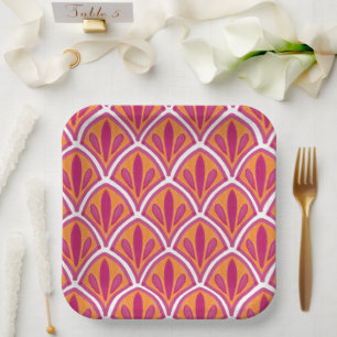 Bachelorette Bright Colourful Pink & Orange Party Paper Plate