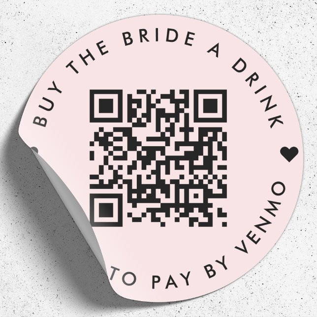 Bachelorette Buy The Bride A Drink | QR Code Pink Classic Round Sticker (Creator Uploaded)