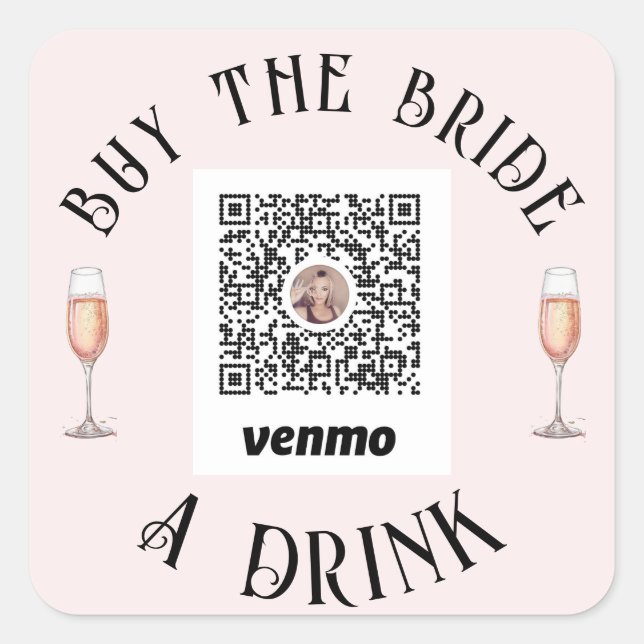 Bachelorette Buy The Bride A Drink QR-Code Sticker (Front)