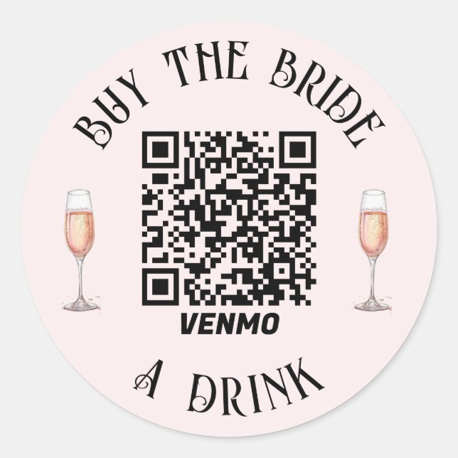 Bachelorette Buy The Bride A Drink QR-Code Sticker (Front)