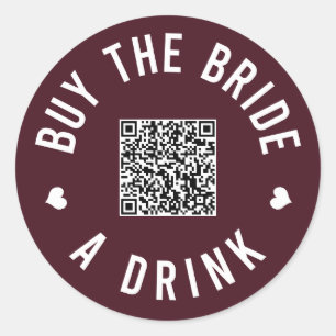 Bachelorette Buy The Bride A Drink Venmo QR Code Classic Round Sticker
