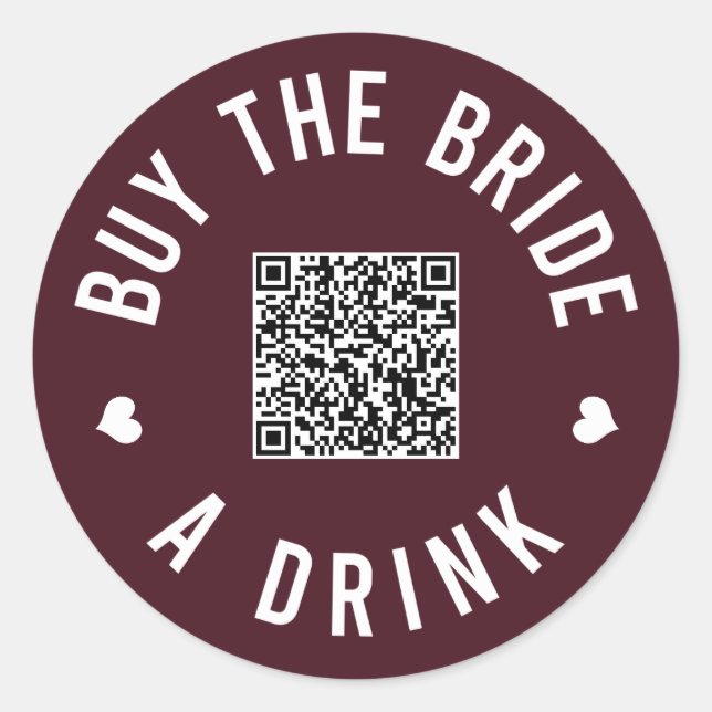 Bachelorette Buy The Bride A Drink Venmo QR Code Classic Round Sticker (Front)