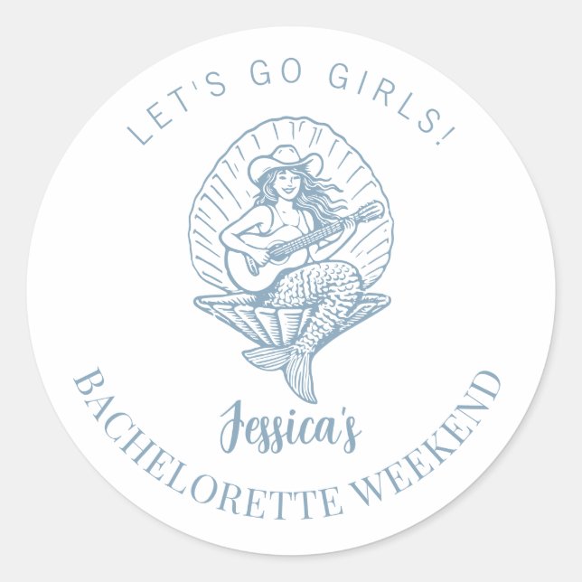 Bachelorette coastal cowgirl beach bach classic round sticker (Front)