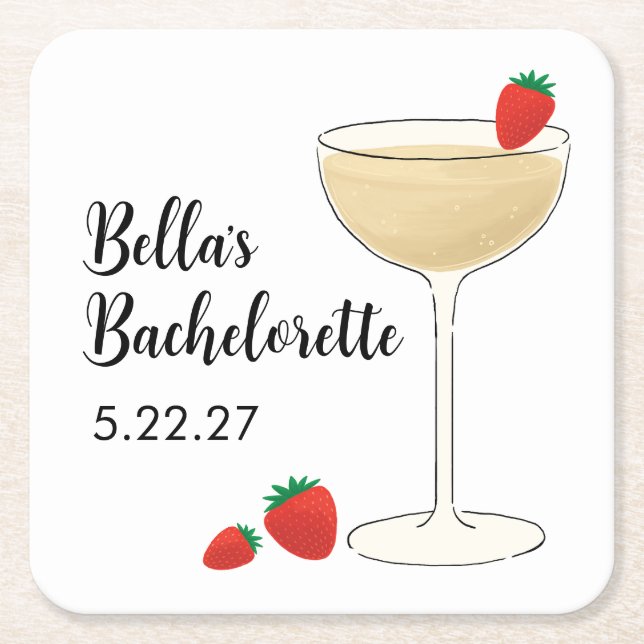 Bachelorette Cocktail Party Square Paper Coaster (Front)