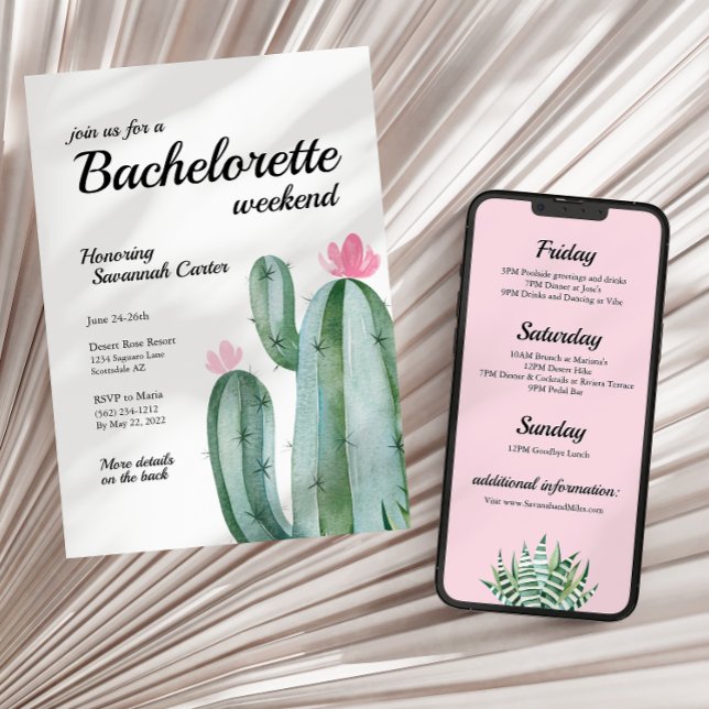 Bachelorette Desert Cactus Trip Invite + Itinerary (Creator Uploaded)