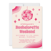 Bachelorette Disco Themed Weekend Invitation