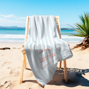 Bachelorette Dusty Blue & Red Retro Modern Beach Towel