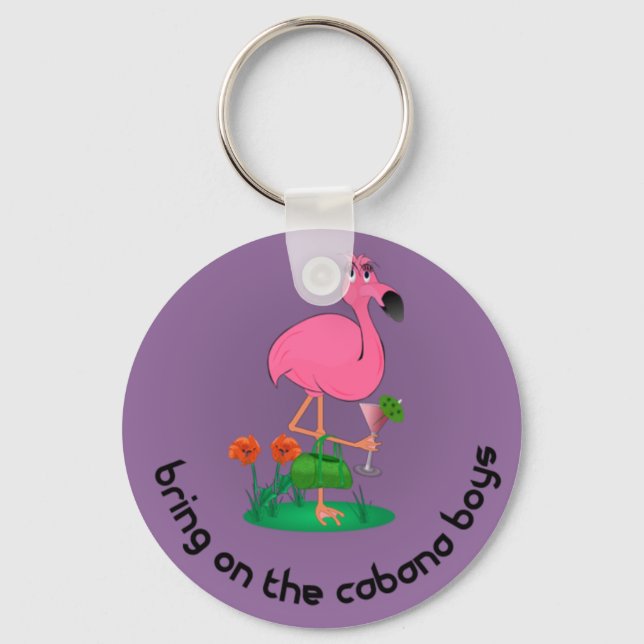 Bachelorette Flamingo/Cabana Boys Keychain (Front)