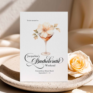 Bachelorette Floral Cocktail Travel Destination Invitation