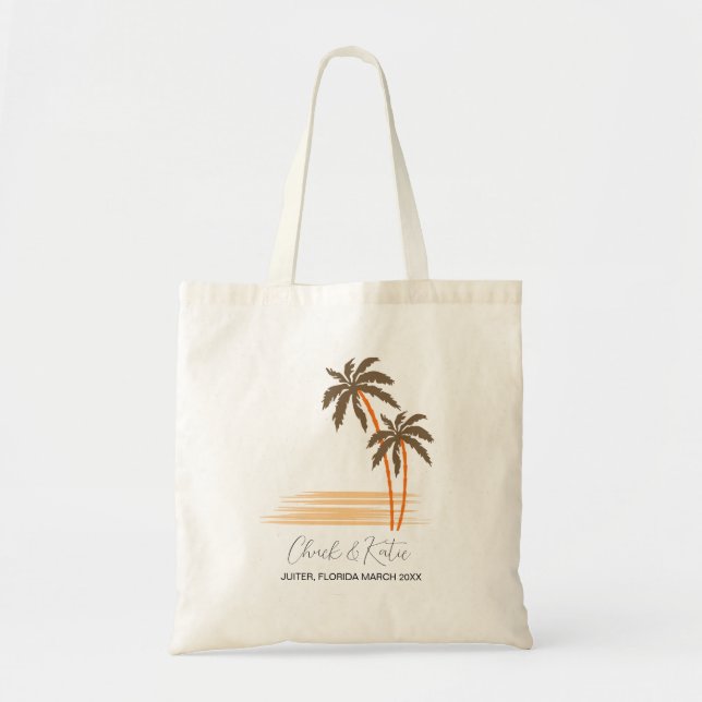 Bachelorette Gift Destination Wedding Beach Palm  Tote Bag (Front)