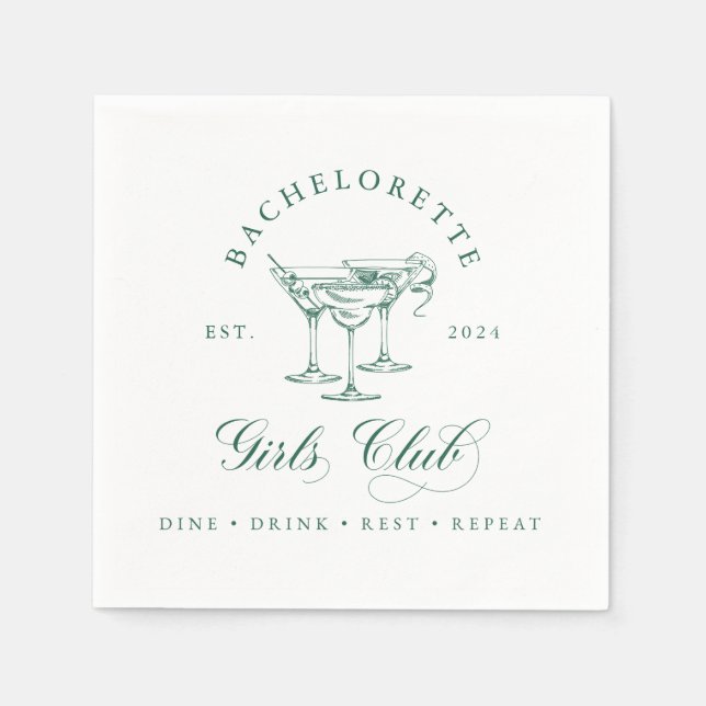 Bachelorette Girl's Club Party Napkin (Front)