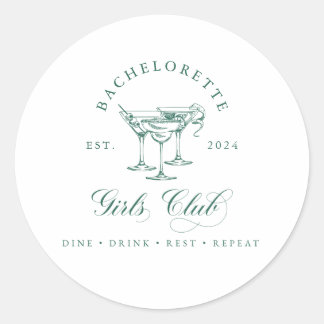 Bachelorette Girl's Club Round Sticker