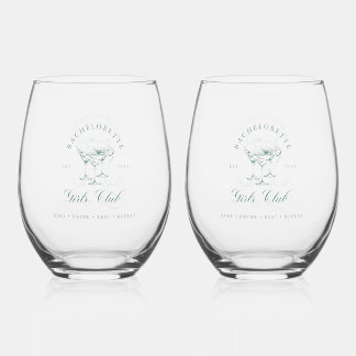 Bachelorette Girl's Club Stemless Wine Glass
