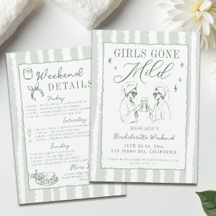 Bachelorette Girls Gone Mild Hand Drawn Stripes Invitation
