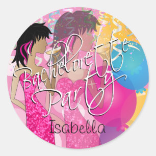 Bachelorette Girls Night Out - Pink Classic Round  Sticker