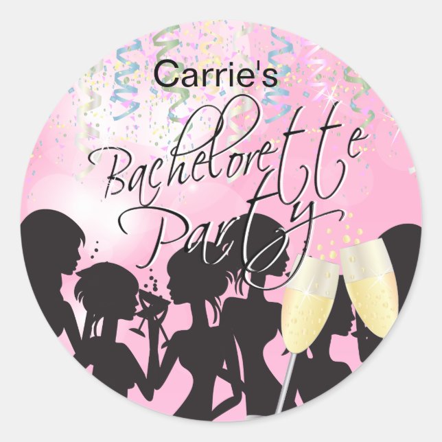 Bachelorette Girls Night Out - Pink Classic Round Sticker (Front)