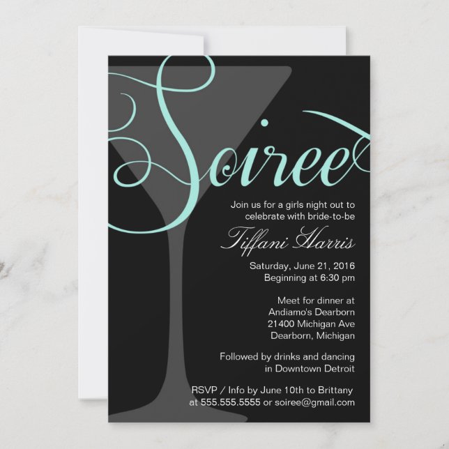 Bachelorette Girls Night Out Soiree Invitation (Front)