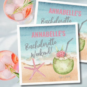 Bachelorette Girls Weekend Beach Cocktail Napkin