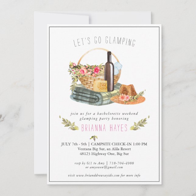 Bachelorette Glamping Camping Weekend Invitation (Front)