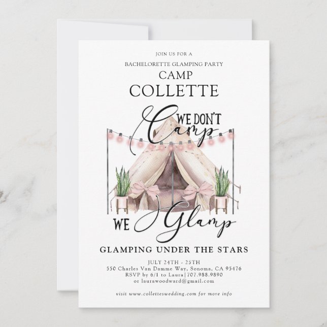 Bachelorette Glamping Party Invitation (Front)