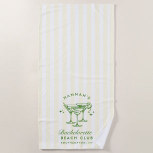 Bachelorette Green & Yellow Modern Beach Towel