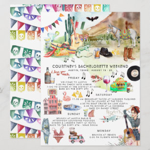 Bachelorette Itinerary Austin, Texas Fiesta Invitation