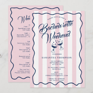 Bachelorette Itinerary Bach Weekend Cocktail Pink Invitation